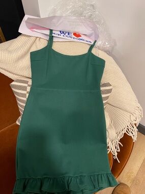 Lulu's Emerald Green Ruffle-Hem Slip Dress